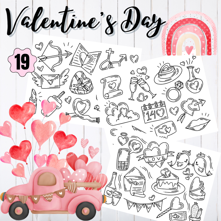 Februarylove heart doodlehappy valentines day printable coloring pages made by teachers