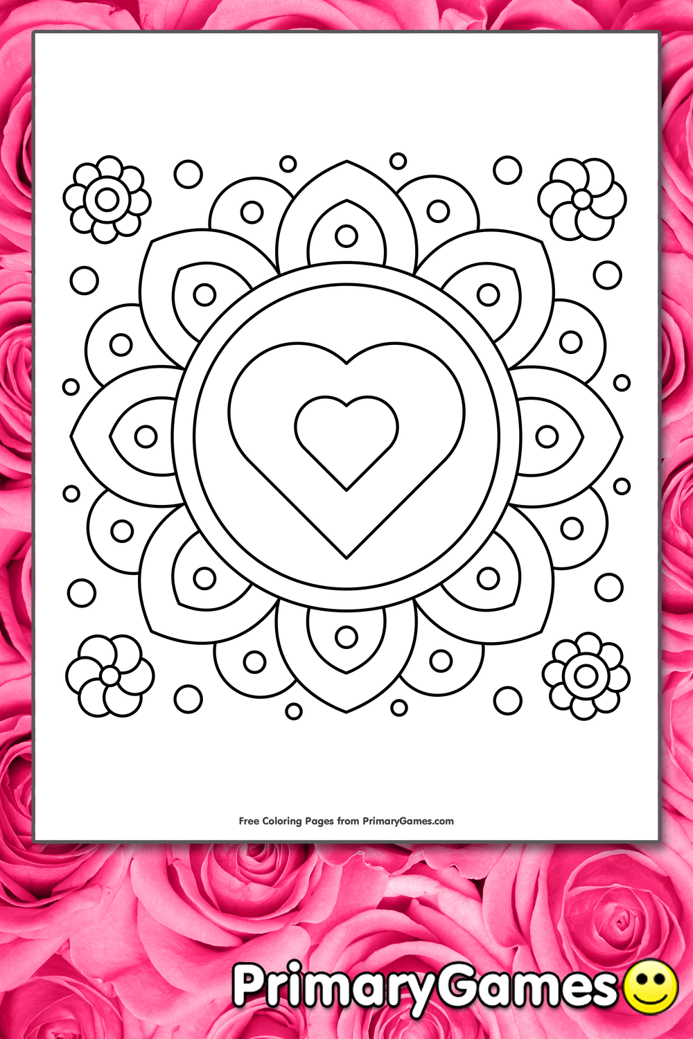 Heart flower coloring page â free printable pdf from