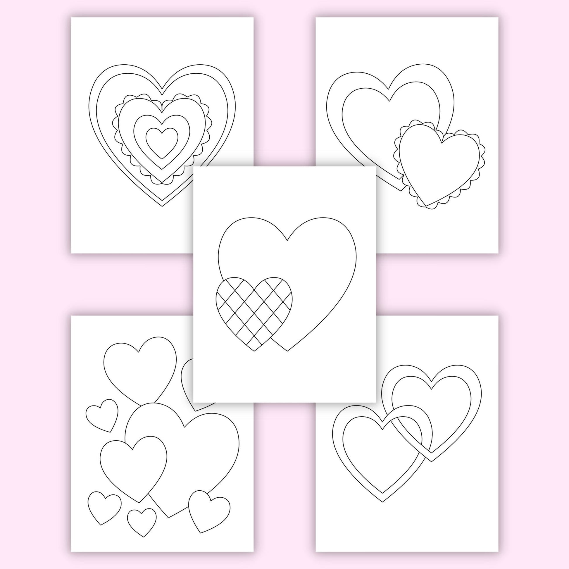 Heart colouring pages set of â printables by the craft