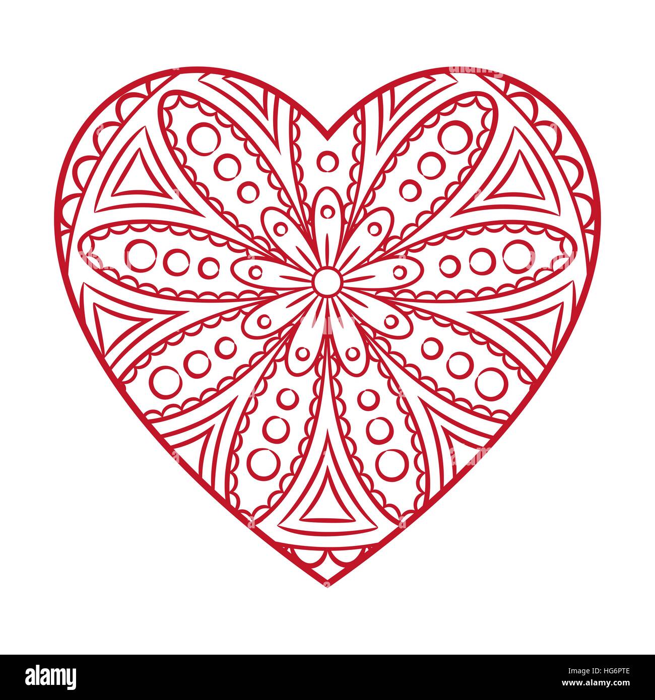 Doodle heart valentines day card outline floral design element in a heart shape coloring book pattern decorative round flower love wedding enga stock vector image art