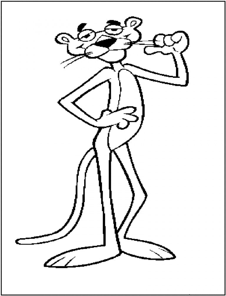 Smiling pink panther coloring page