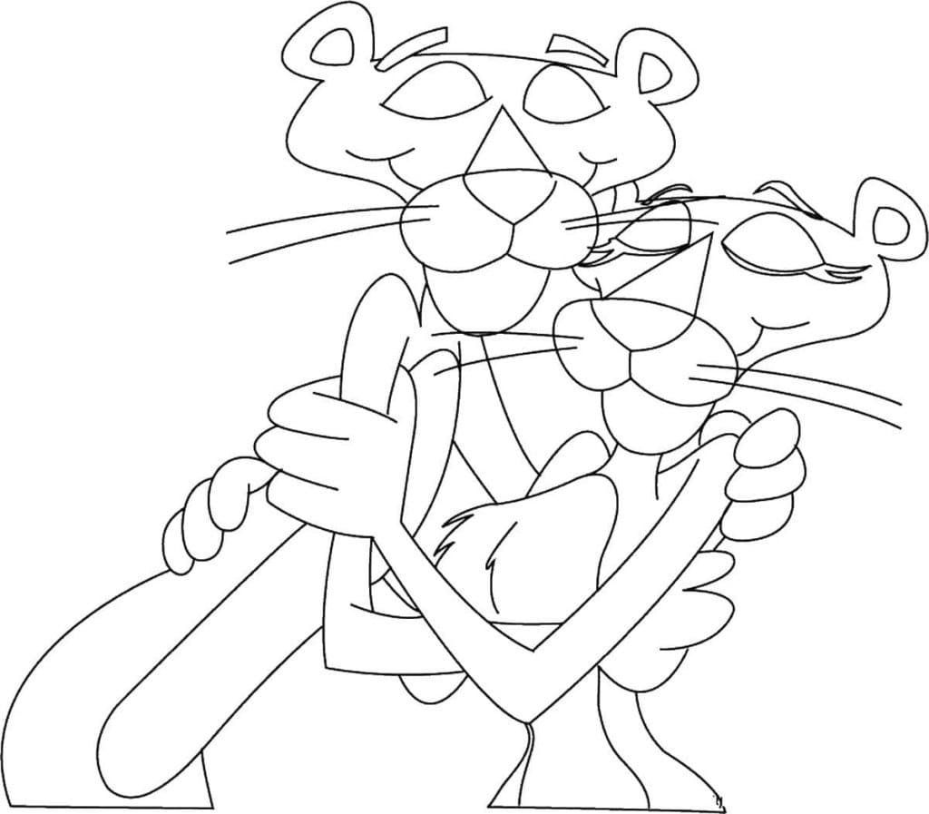 Pink panther in love coloring page