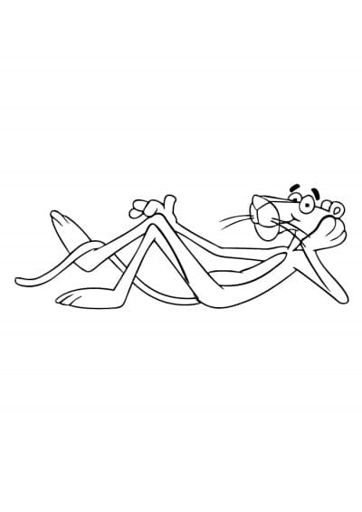 Drawing of pink panther lying coloring page