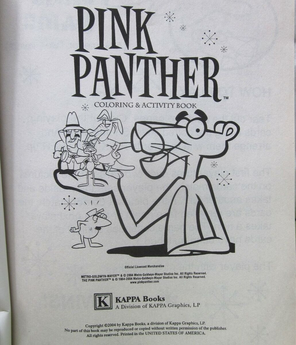 Pink panther coloring book inspector clouseau retro ant the aardvark