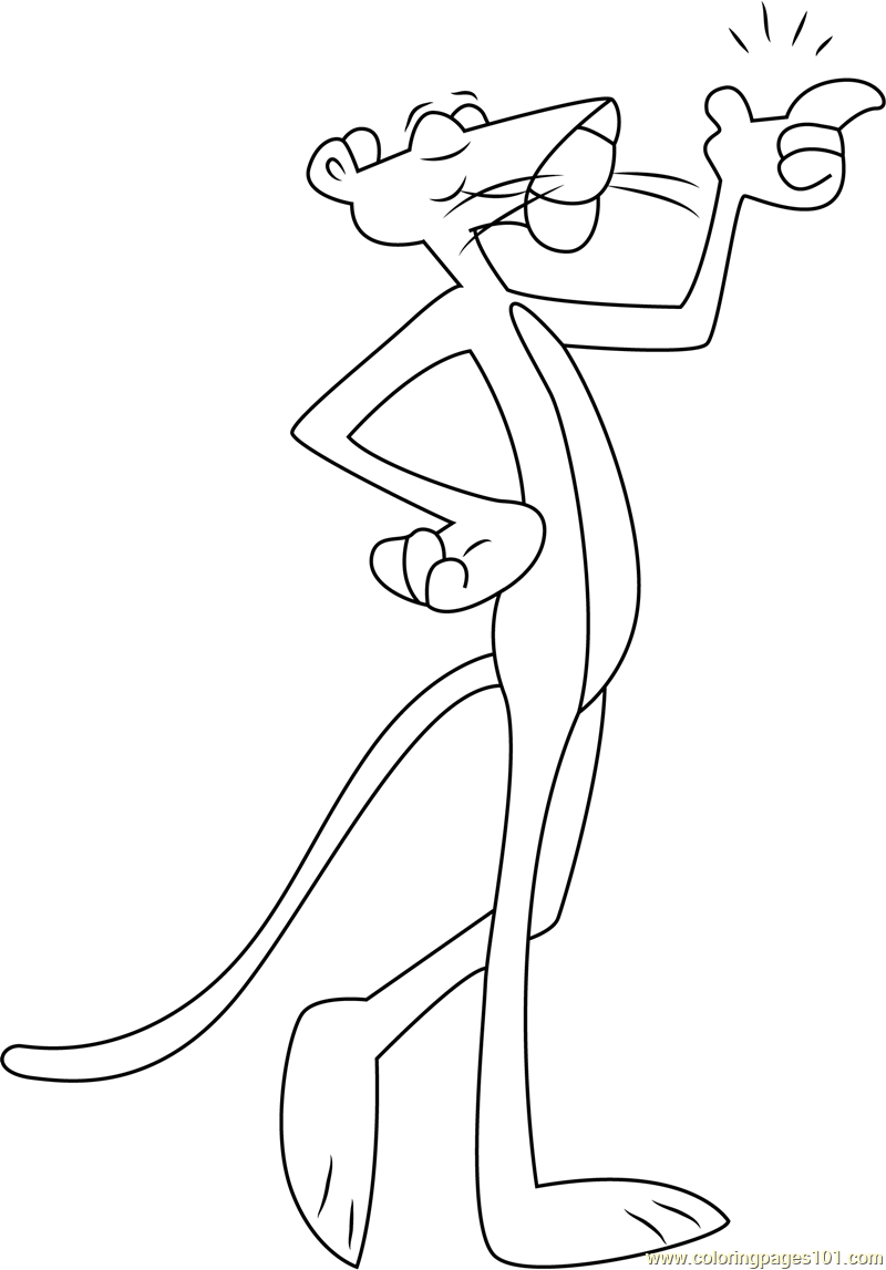 Pink panther walking coloring page for kids