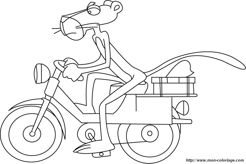 Coloring pink panther page moto and the pink panther to print out or color online