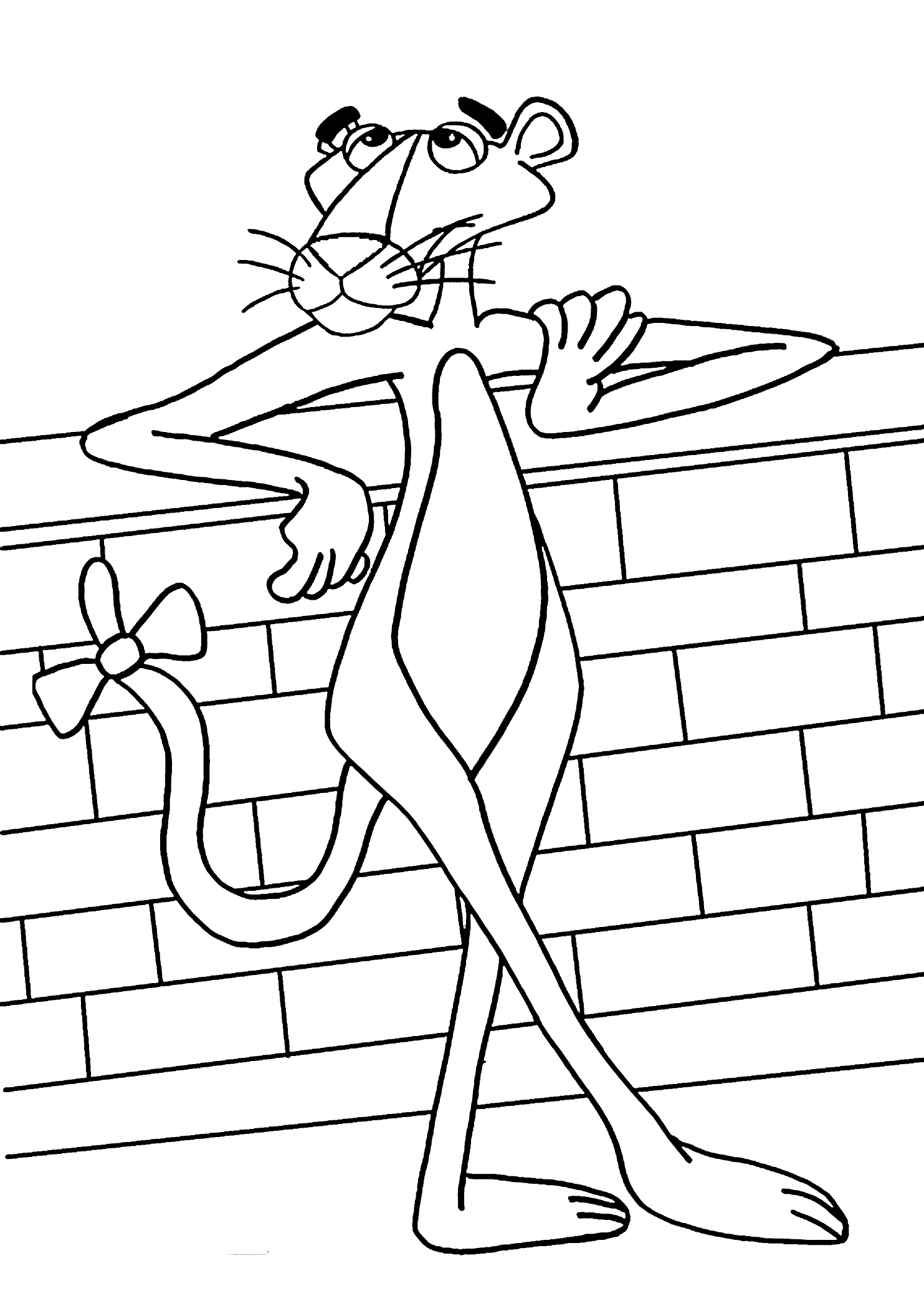 Pink panther with a bow coloring pages for kids printable free
