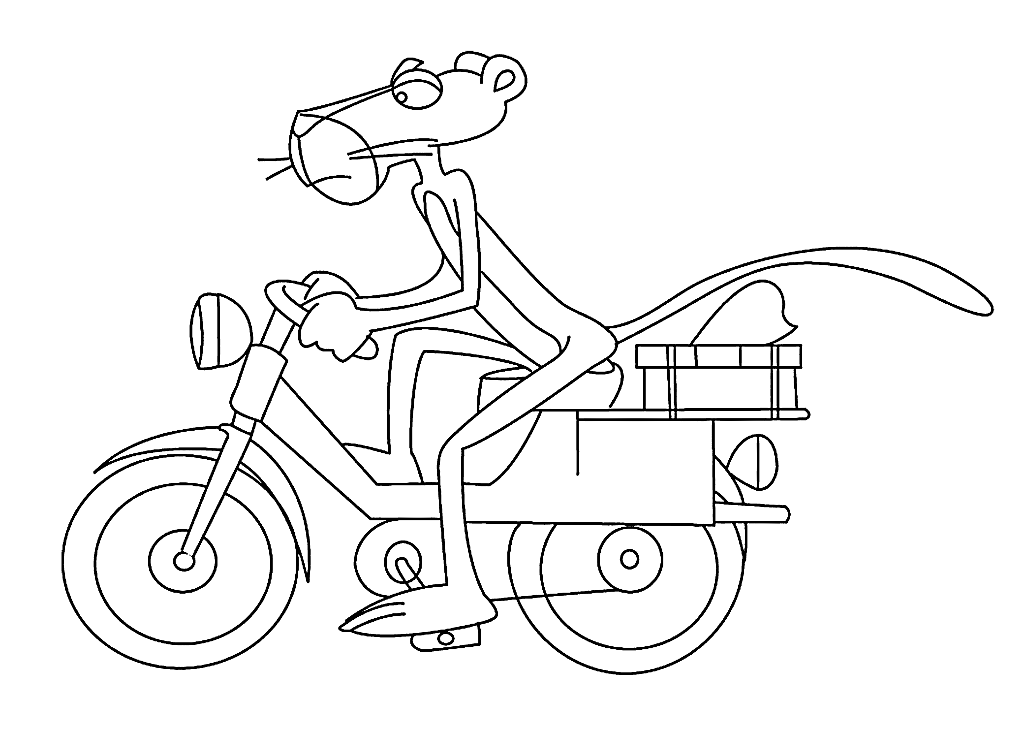 Pink panther on bicycle coloring pages for kids printable free