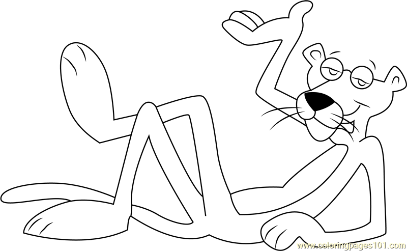 Cute pink panther coloring page for kids