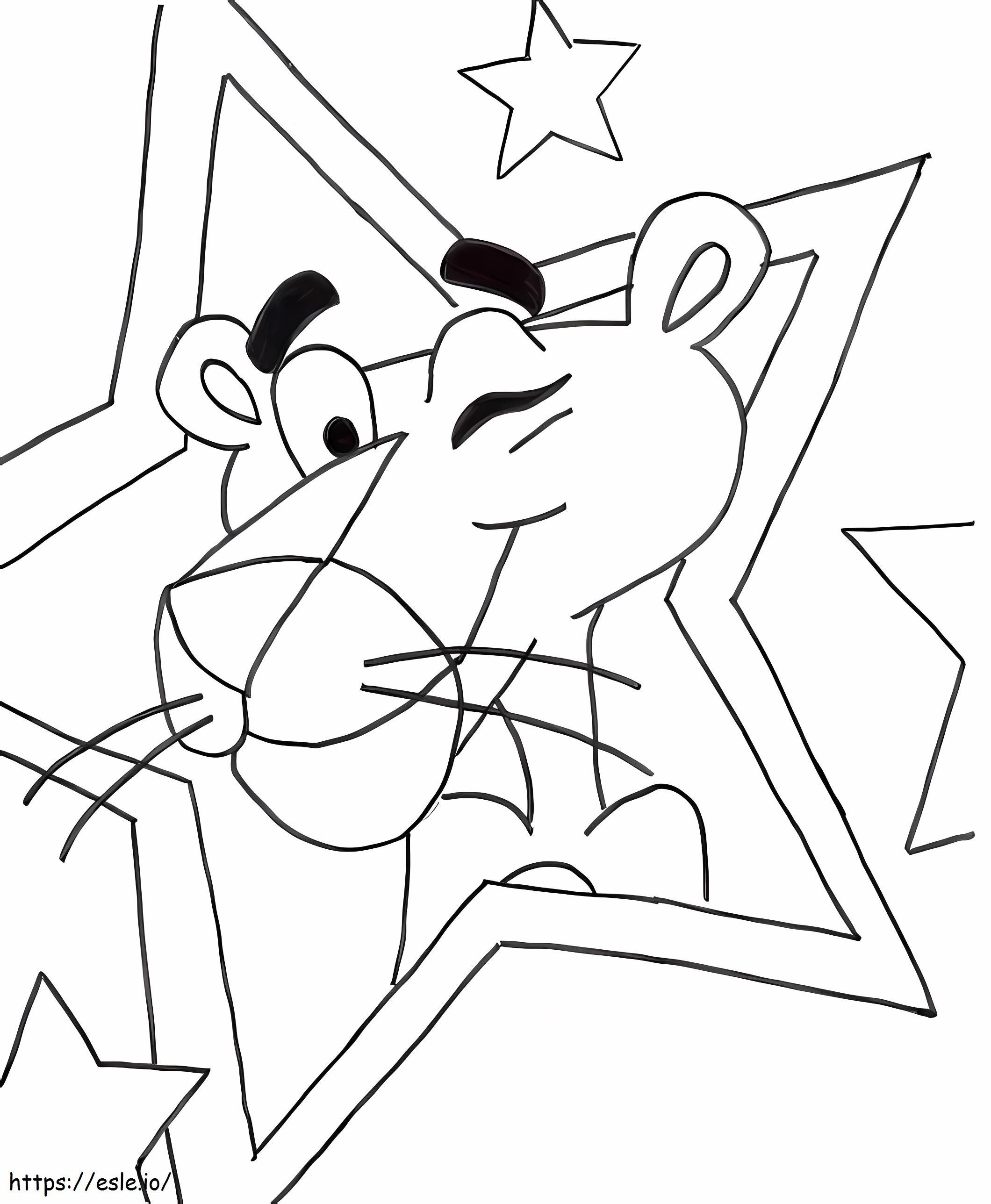 Pink panther and star coloring page