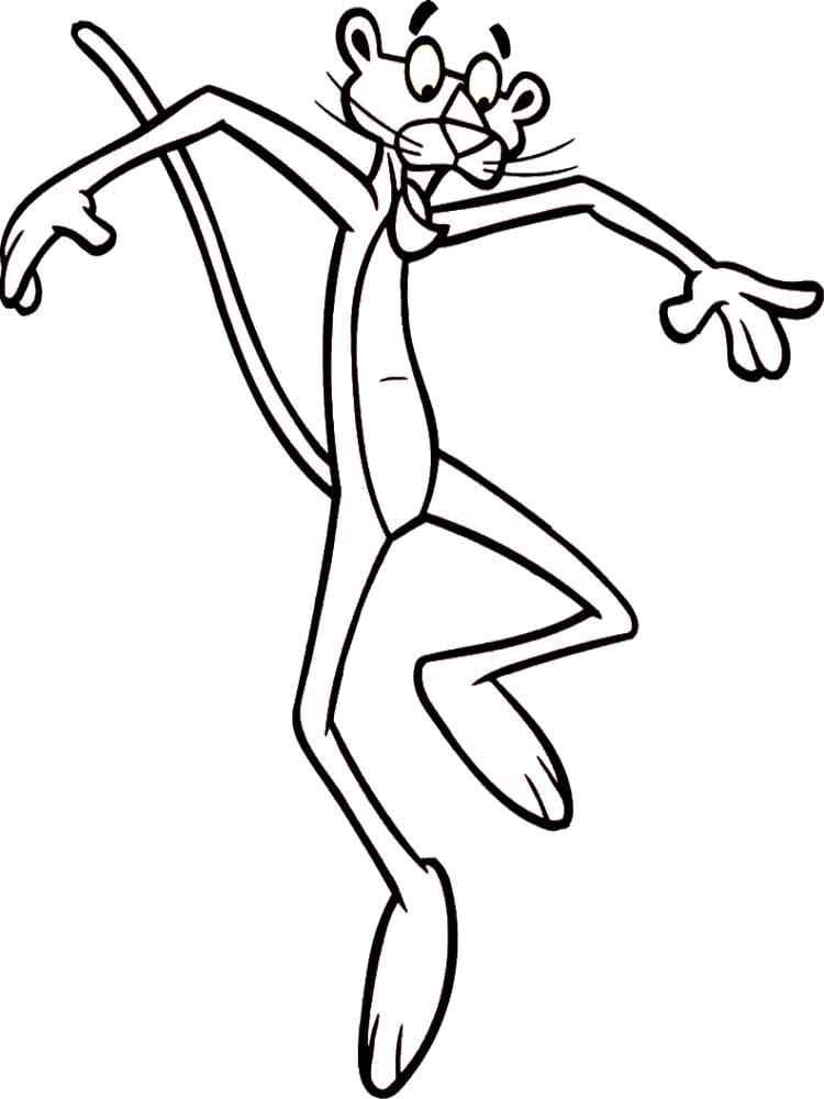 Pink panther jumping coloring page