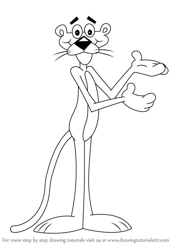 How to draw pink panther pink panther step by step cartoon coloring pages easy disney drawings pink panther cartoon