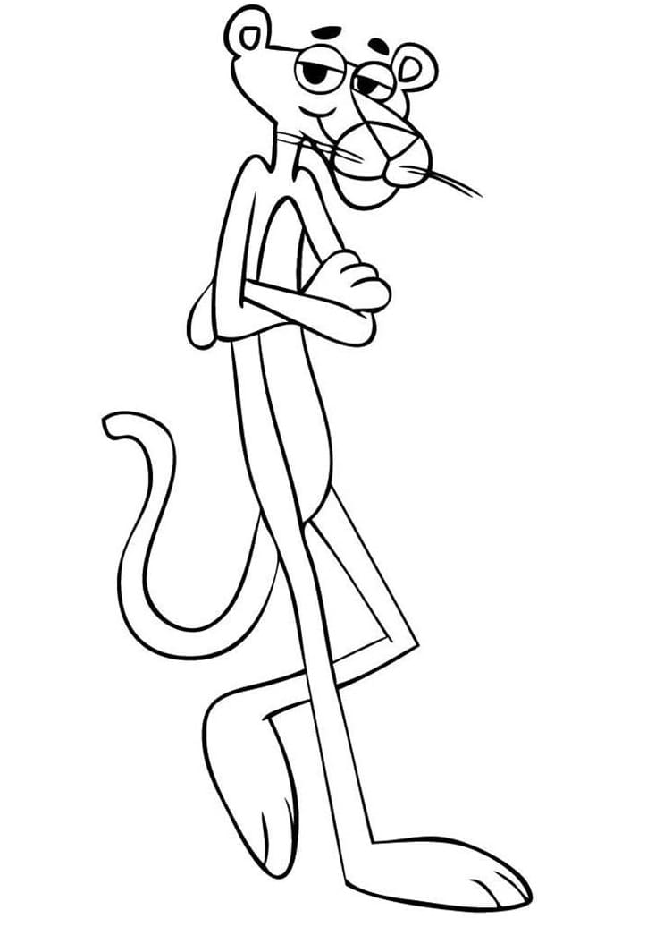 Pink panther with flowers coloring page