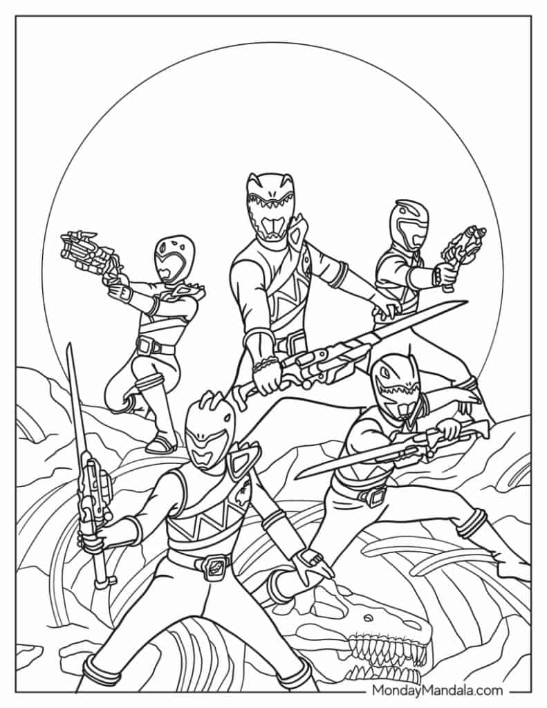 Power rangers coloring pages free pdf printables