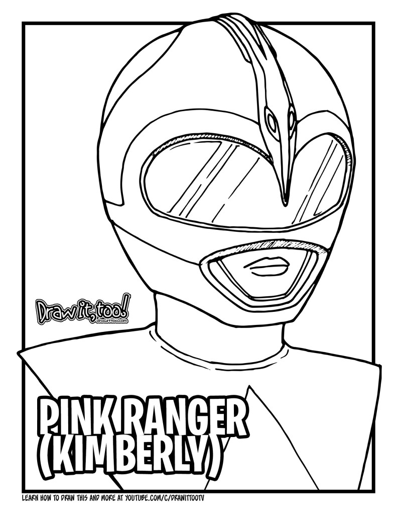 How to draw pink ranger kimberly mighty morphin power rangers drawing tutorial