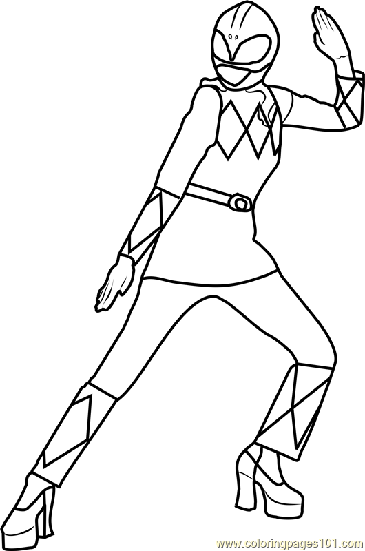 Power ranger pink coloring page for kids