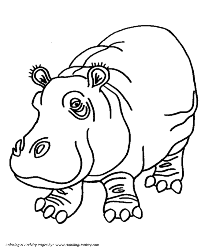 Pink hippo coloring pages hippopotamus coloring page and kids activity sheet