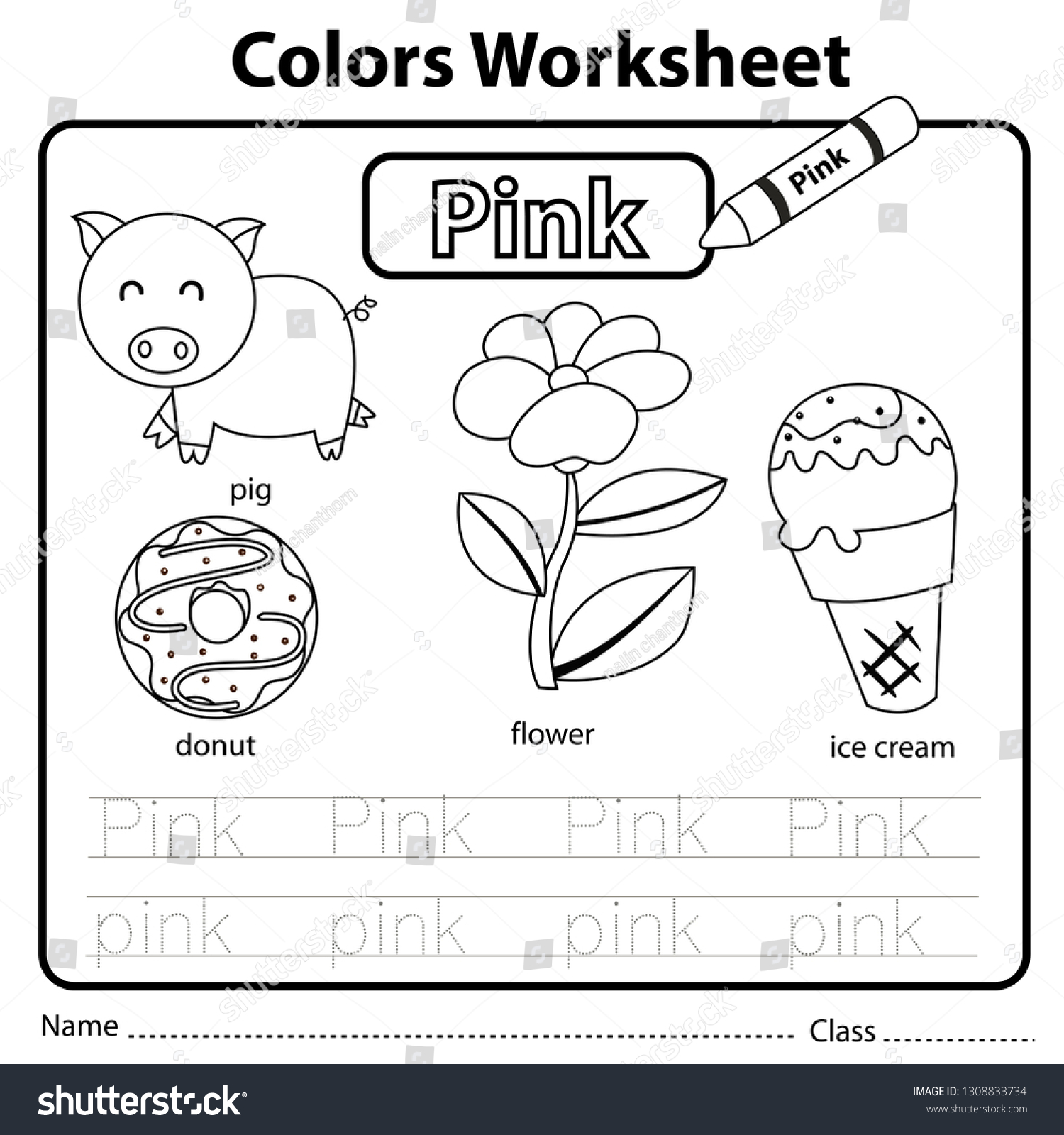 Illustrator color worksheet pink stock vector royalty free