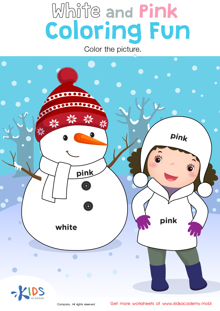 White and pink coloring fun worksheet free coloring page printout for kids