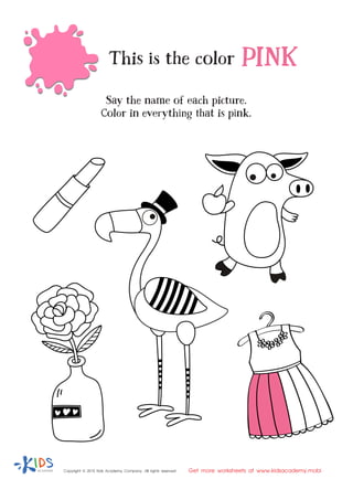 Learning color pink for toddlers and preschool pdf