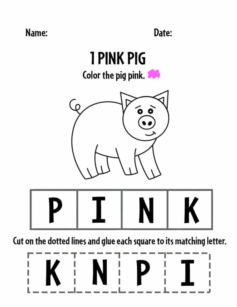 Pink color activities and worksheets for preschool â the hollydog blog