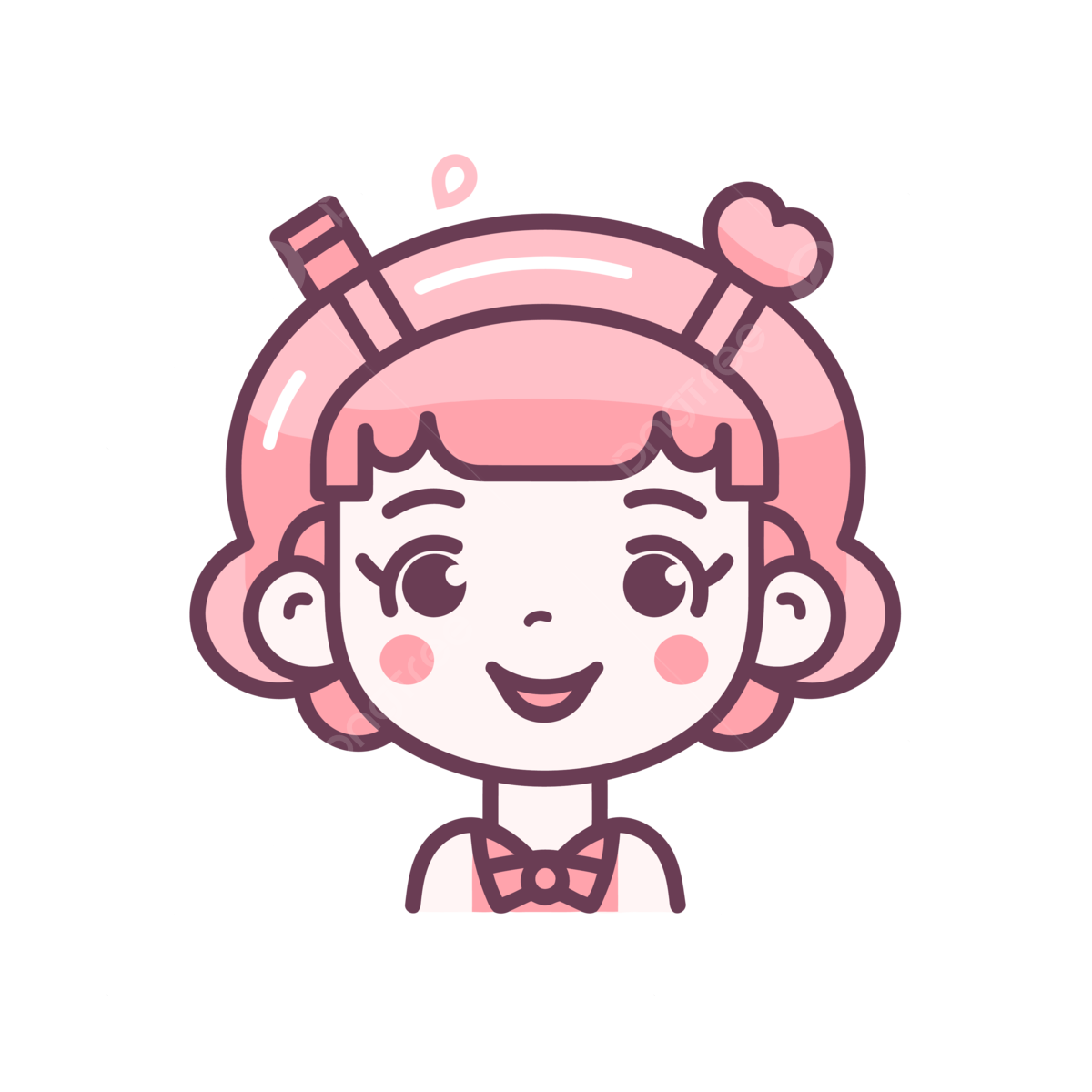 Cute kawaii girl character vector illustration a lineal icon depicting pinkalicious on white background vector illustration by flaticon and dribbble behance hd png and vector with transparent background for free download