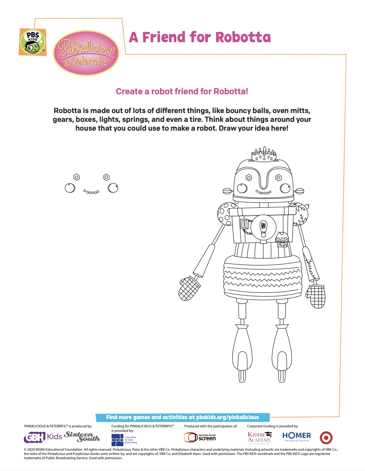 Pinkalicious peterrific on x help create a new friend for robotta with this activity sheet from pinkalicious peterrific pinkaliciouspbs download here httpstcojtxdxfsfr httpstcofwiusgd x