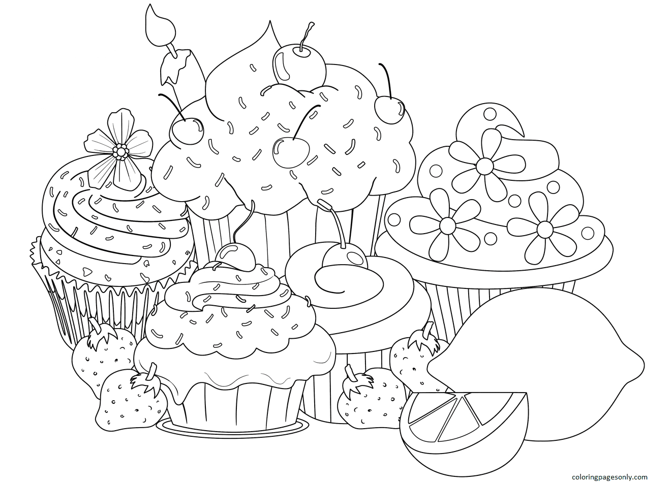 Cupcake coloring pages printable for free download