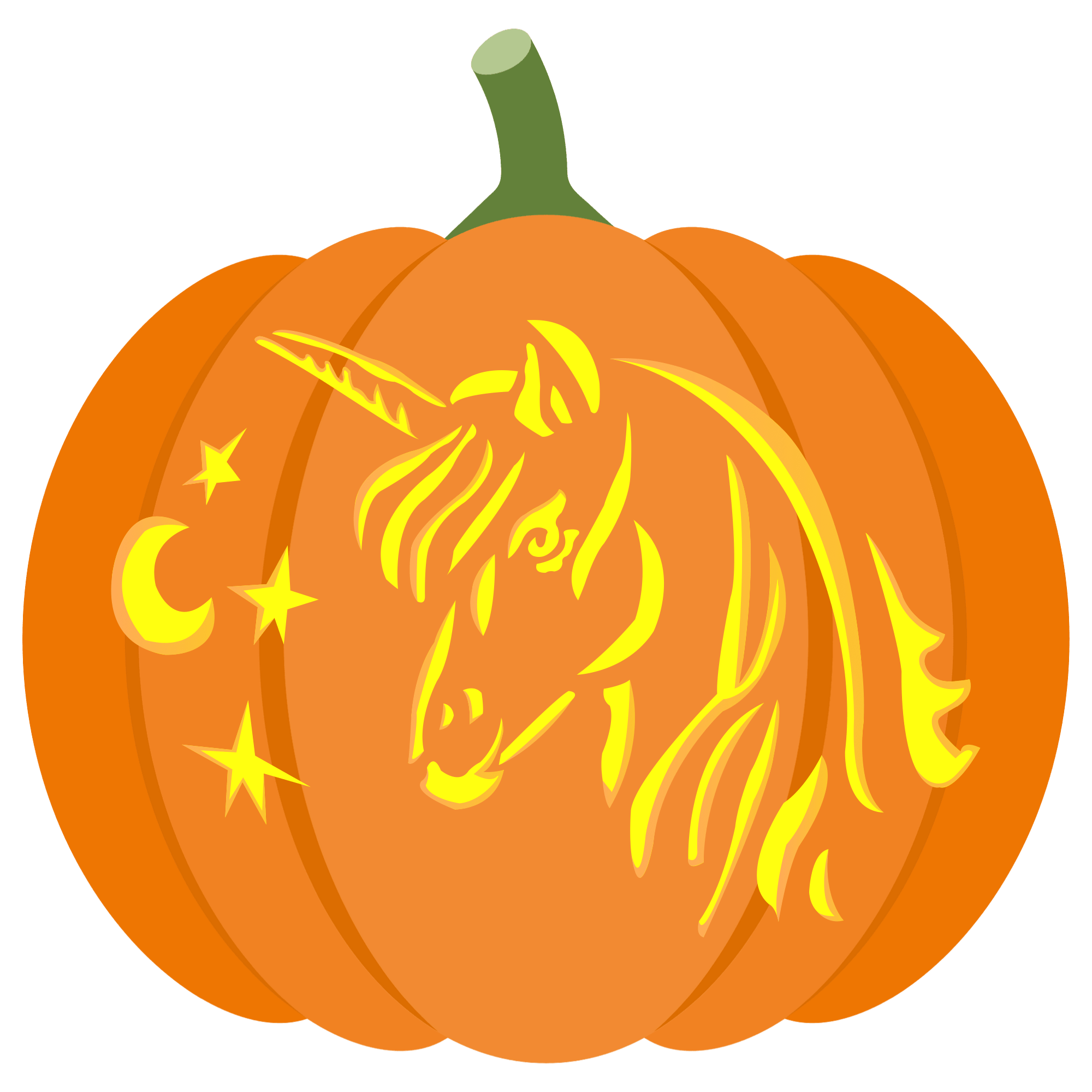 Unicorn with star pumpkin stencil free printable papercraft templates