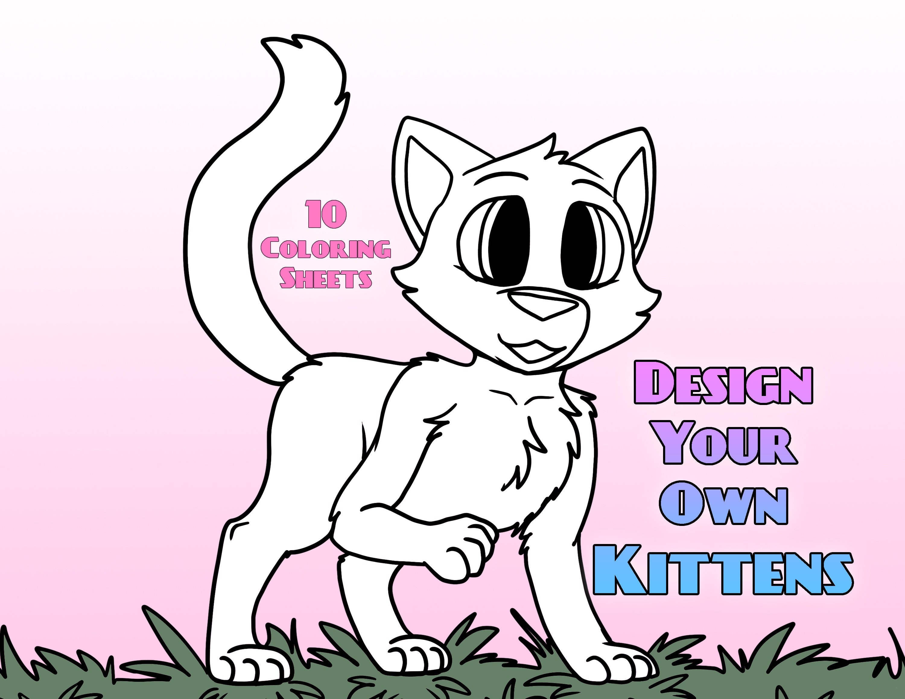 Design your own kittens downloadable coloring sheets instant download