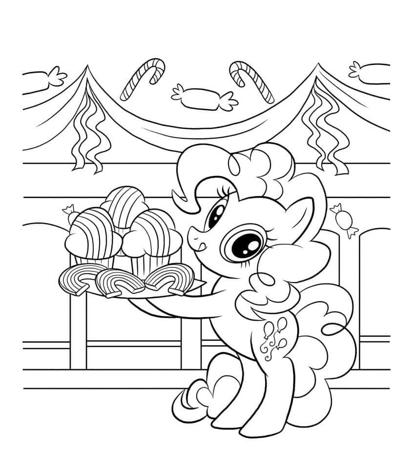 Pinkie pie and cakes coloring page