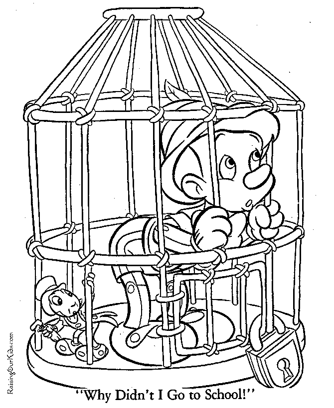 Jiminy cricket and pinocchio coloring page