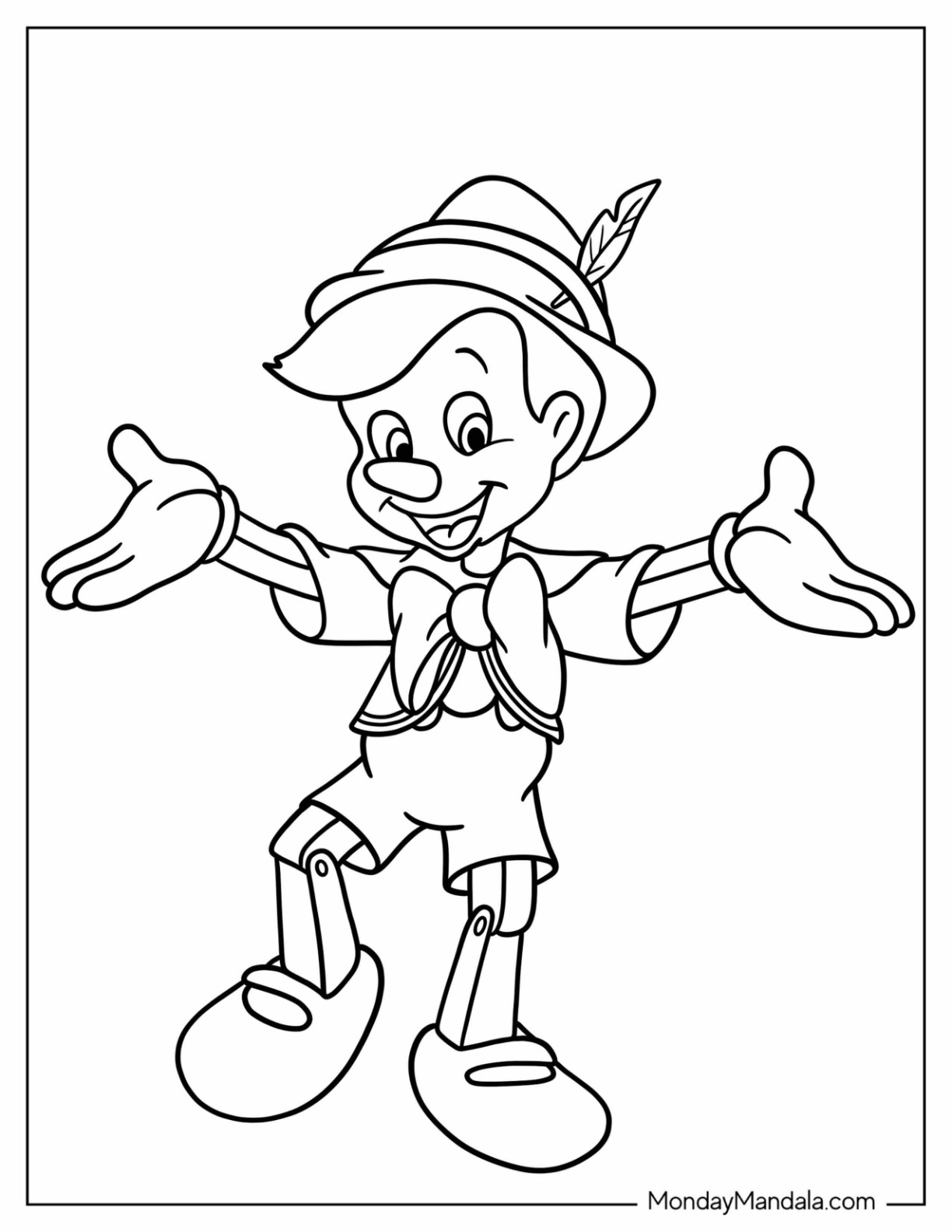 Pinocchio coloring pages free pdf printables