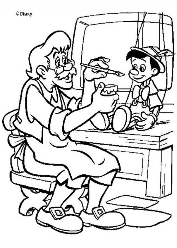 Coloring pages pinocchio and gepetto