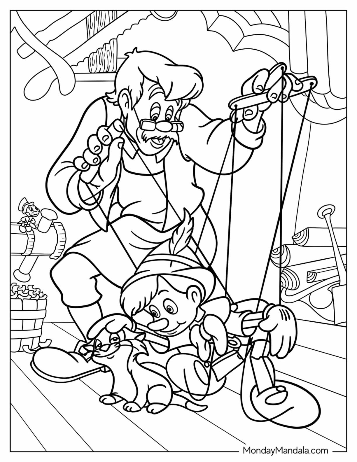 Pinocchio coloring pages free pdf printables