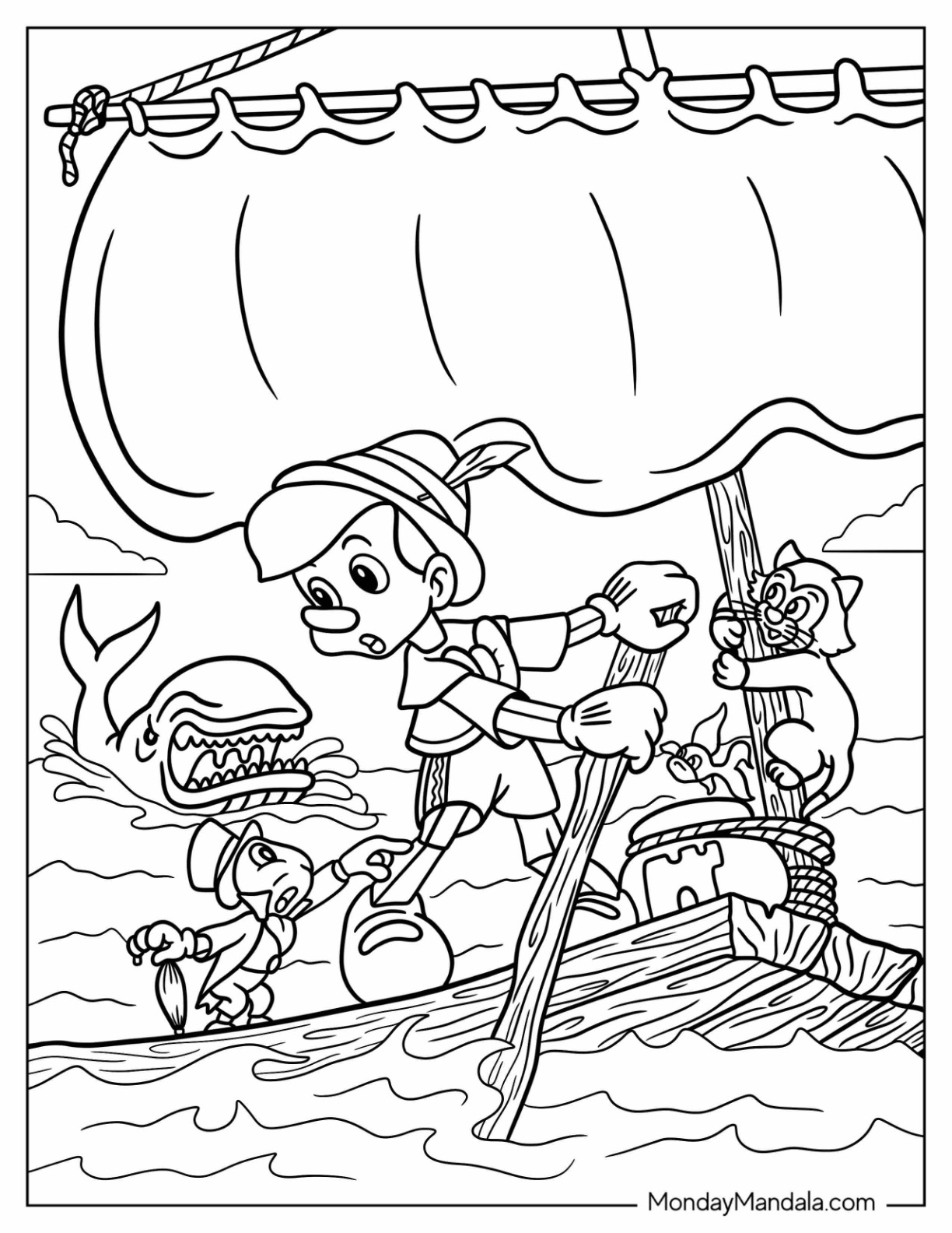 Pinocchio coloring pages free pdf printables