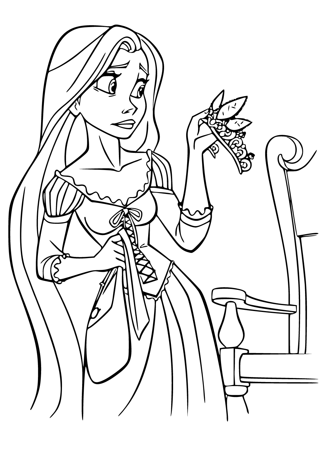 Free printable rapunzel crown coloring page for adults and kids