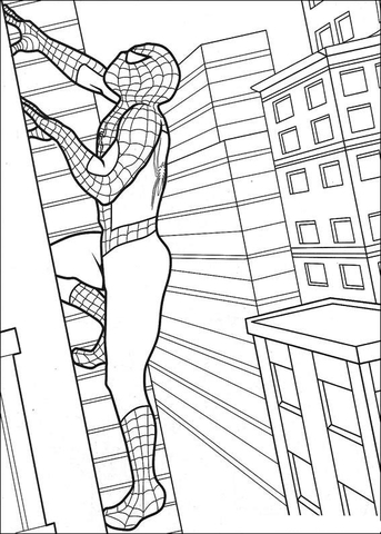 Dibujo de el hombre araãa escala un edificio para colorear dibujos para colorear imprimir gratis