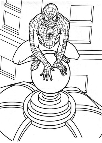 Dibujo de el hombre araãa sobre el techo para colorear dibujos para colorear imprimir gratis