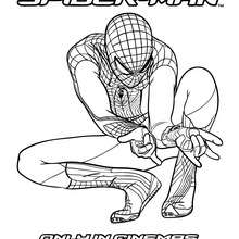 The amazing spiderman ready to shoot his webs coloring pages