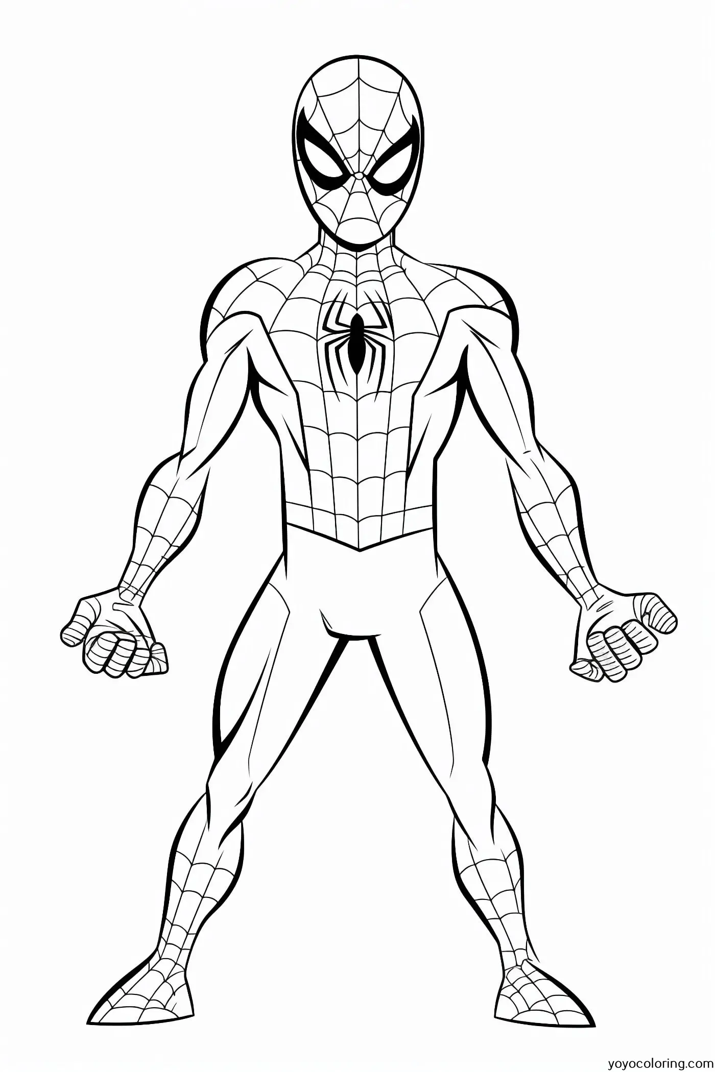 Spiderman para colorear á plantilla de pintura imprimible