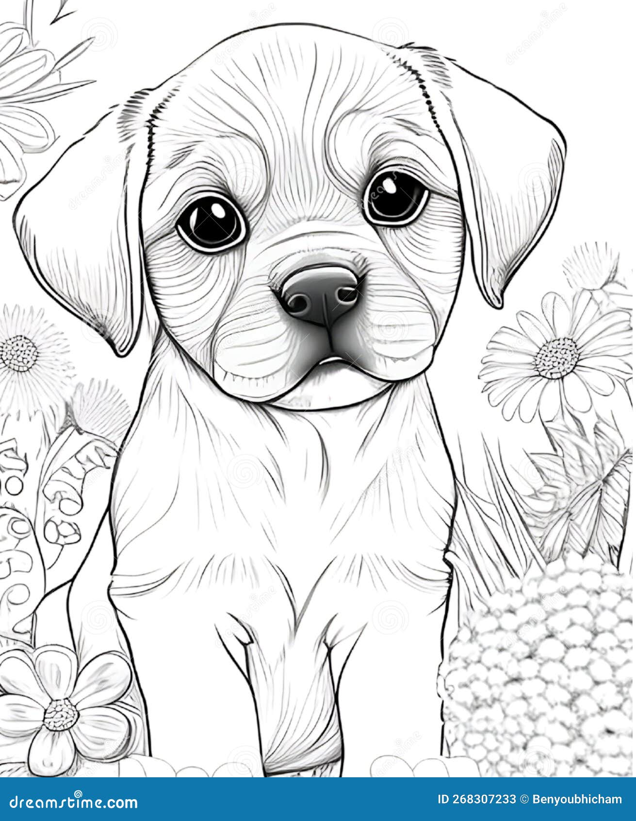 An unhappy dog coloring page for dog lovers stock image