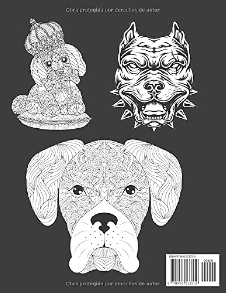 Perro libro de colorear para adultos diseãos de perros una cara perros libro de colorear para aliviar el estrãs pãginas libro colorear perros para la relajaciãn perros spanish edition