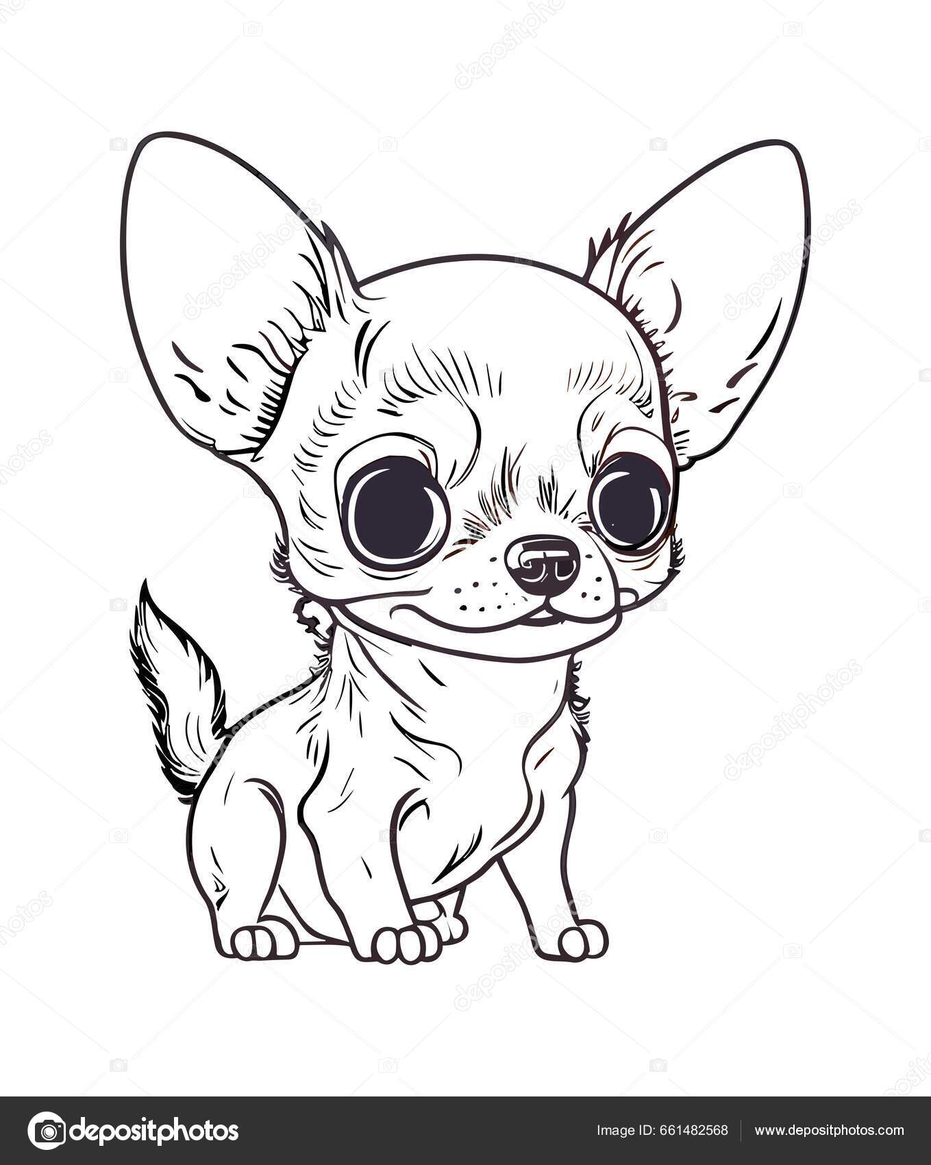 Pãgina para colorear esquema dibujos animados lindo cachorro chihuahua perro vector de stock por lanabrow
