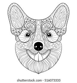 Cara de perro zentangle en estilo vector de stock libre de regalãas