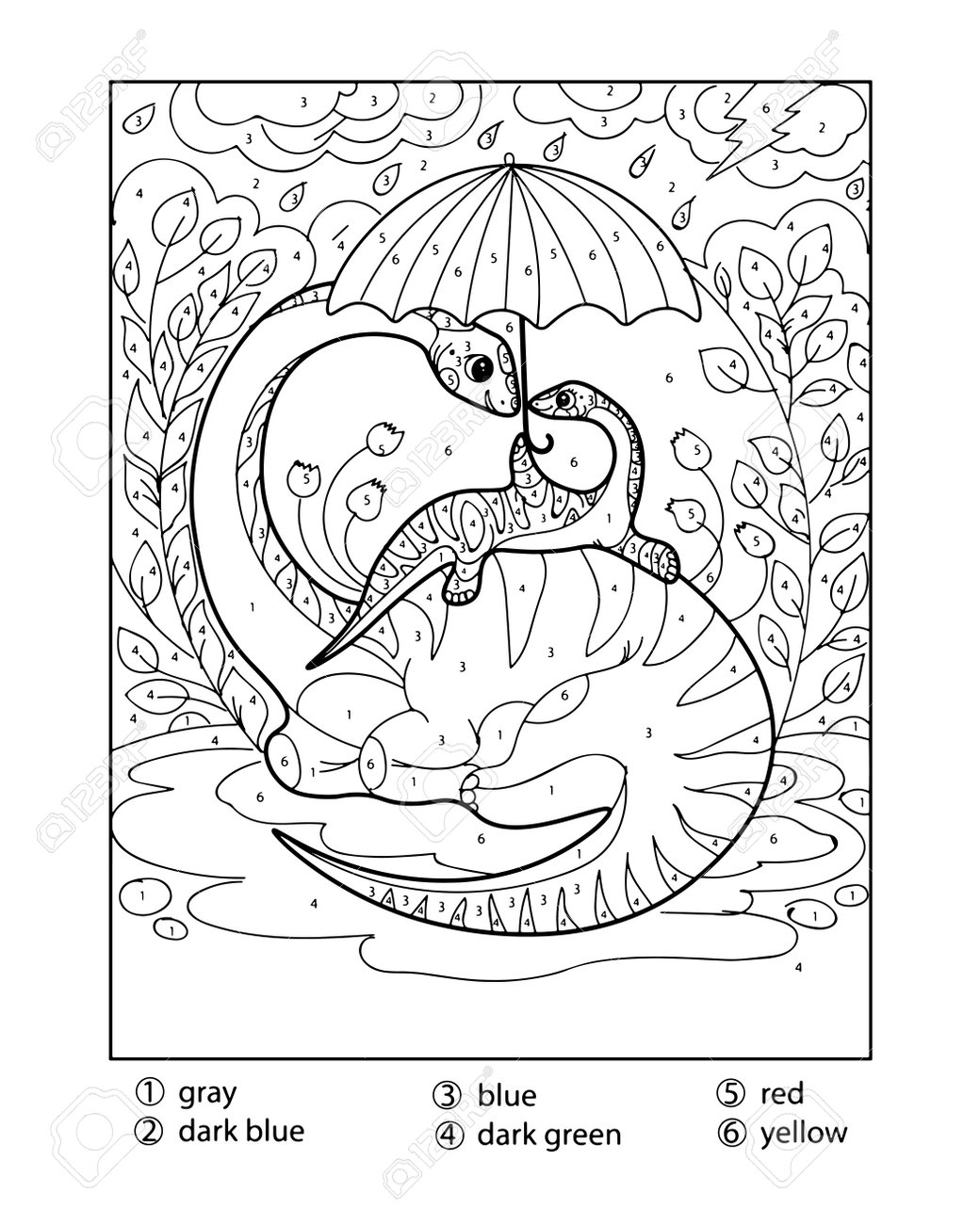 Dinosaur color by number coloring pages for adults for kdp coloring book royalty free svg cliparts vectors and stock illustration image