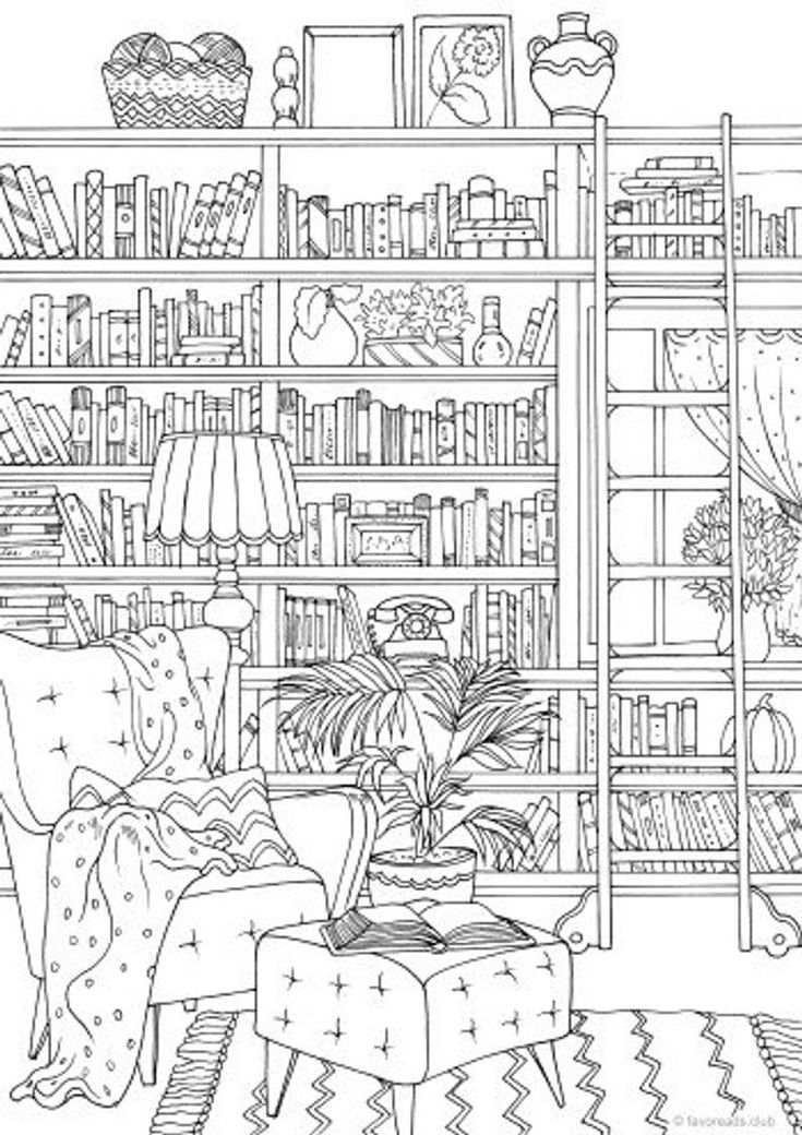 Library printable adult coloring page from download now