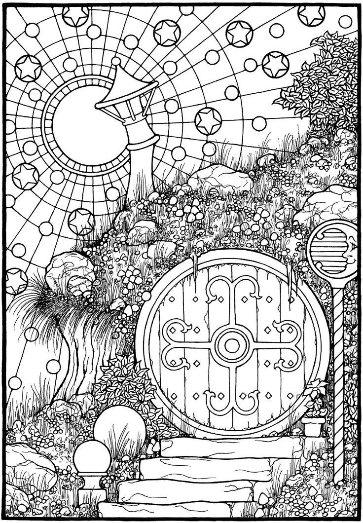 Hobbit door from the coloring book equinox free adult coloring pages coloring books coloring pages