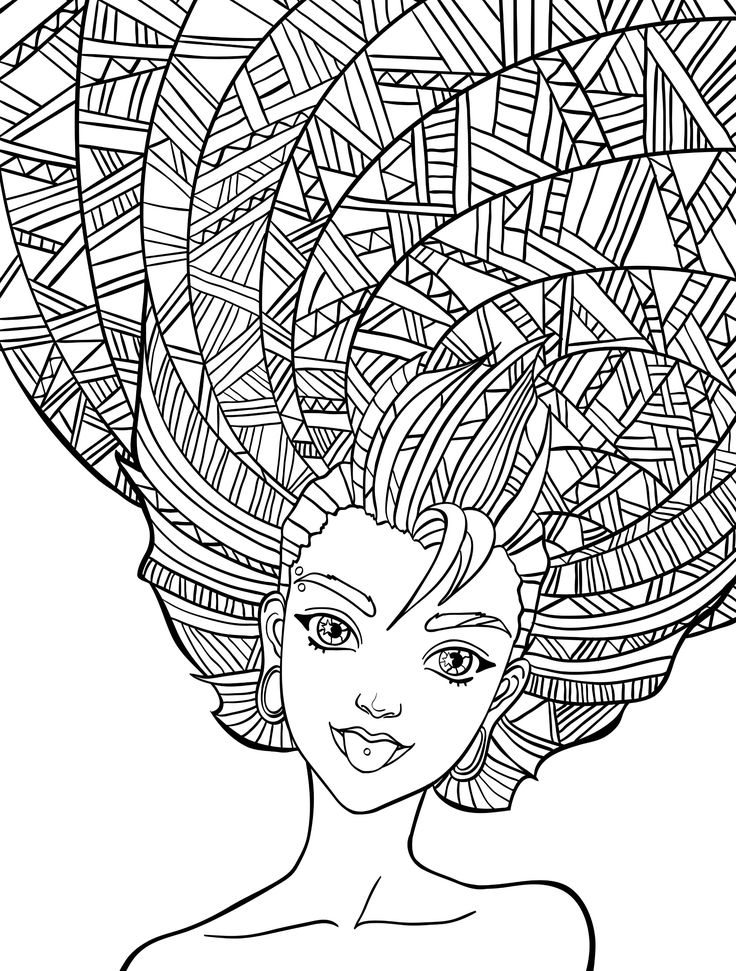 Crazy hair adult coloring pages adult coloring book pages mandala coloring pages coloring pages