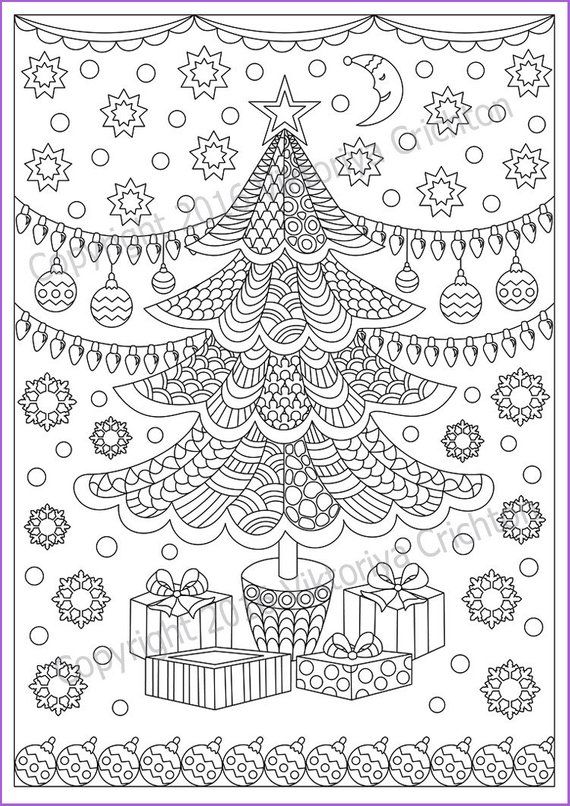 Coloring page zentangle winter merry christmas etsy christmas coloring books christmas coloring sheets coloring pages